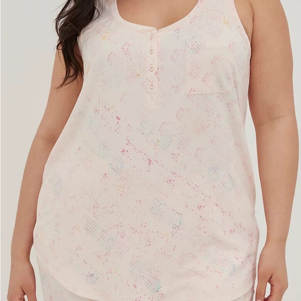 Torrid Pink and Cream Pajama Tank Top
